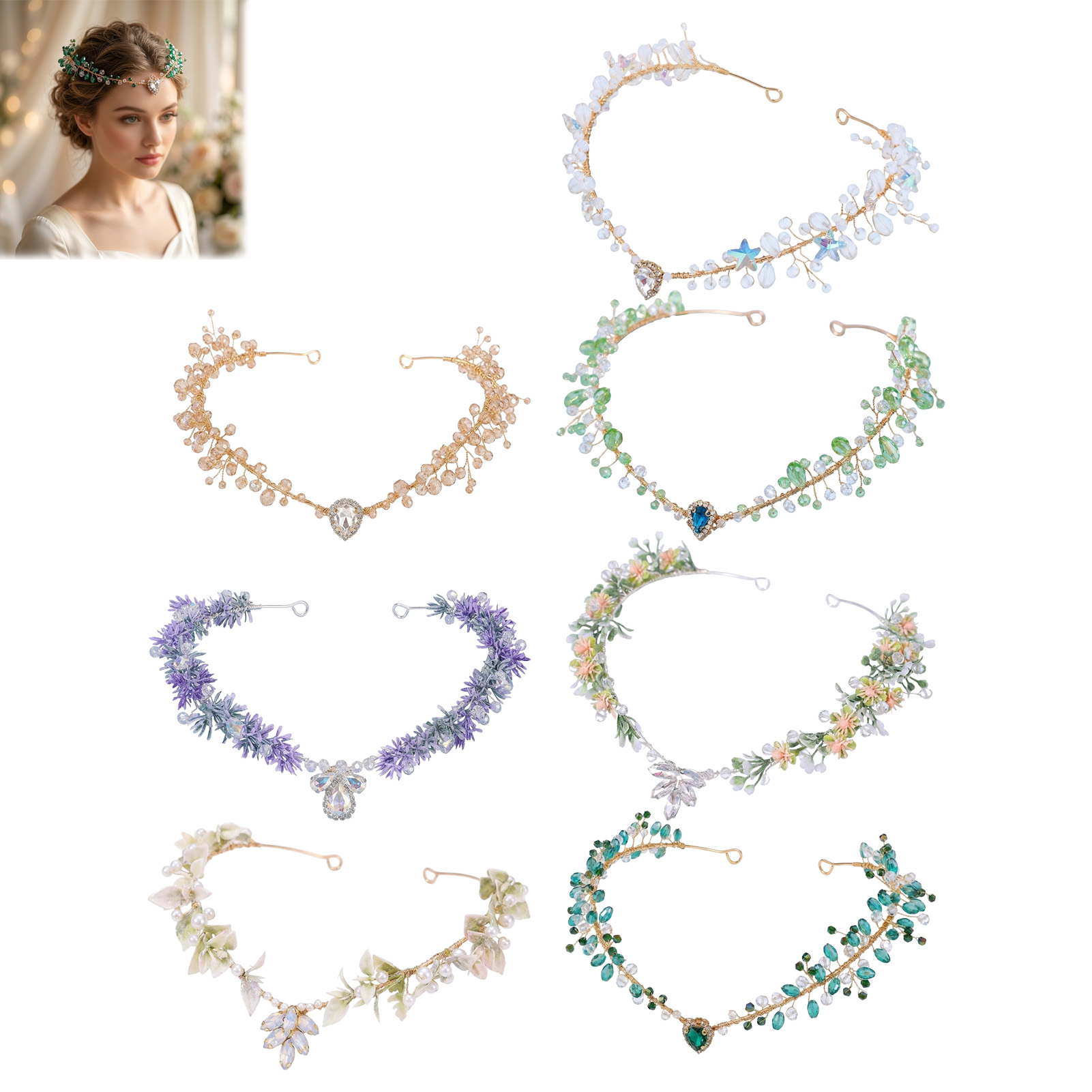 Wedding Party Supply - Diadema nupcial triangular de cristal, tocado