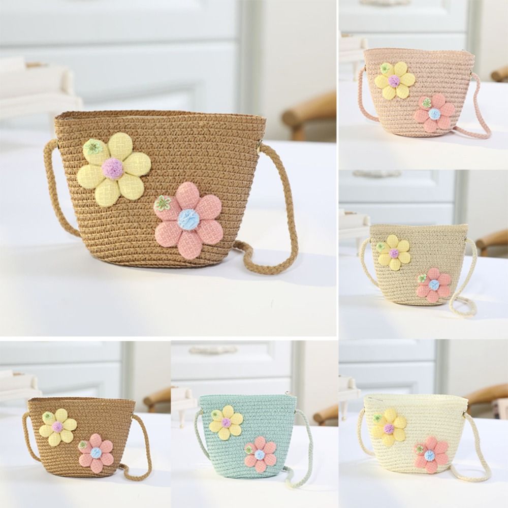 Bolso de paja tejido a mano pa - Flower Girl Basket reseña y precio