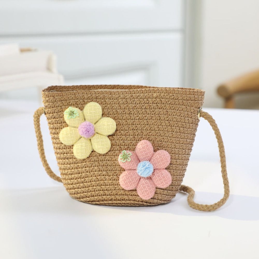 Bolso de paja tejido a mano pa - Flower Girl Basket reseña y precio