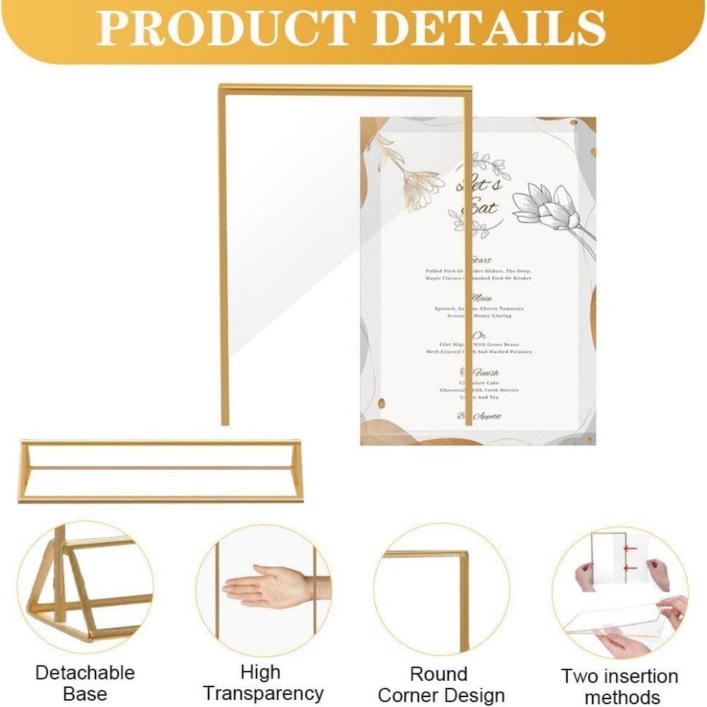 3 Porta Letreros Acrílicos Dor - Table Number Gold reseña y precio