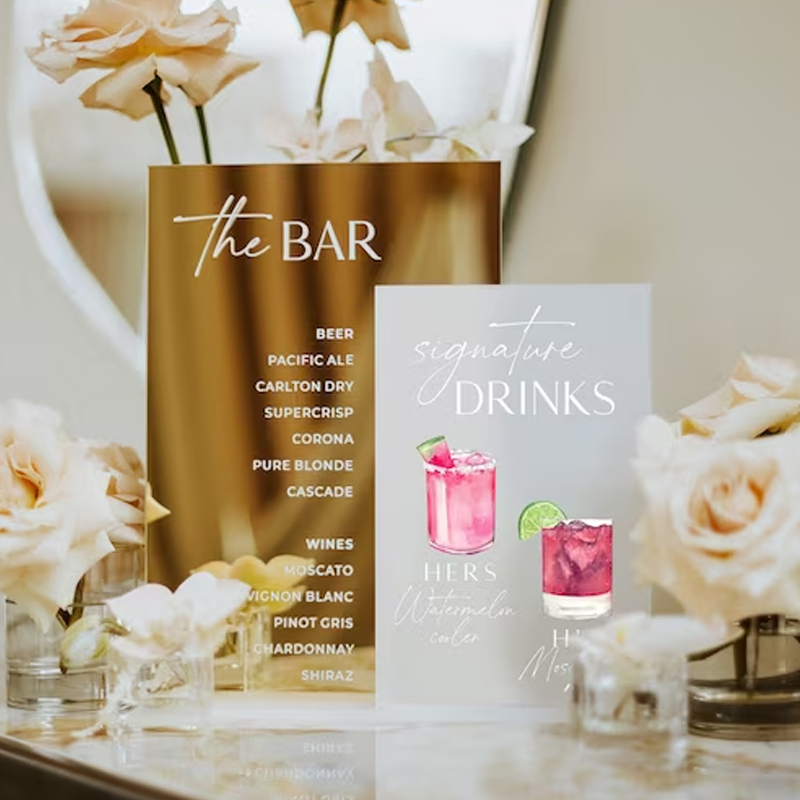 Letrero de firma para bebidas, - Table Number Gold reseña y precio