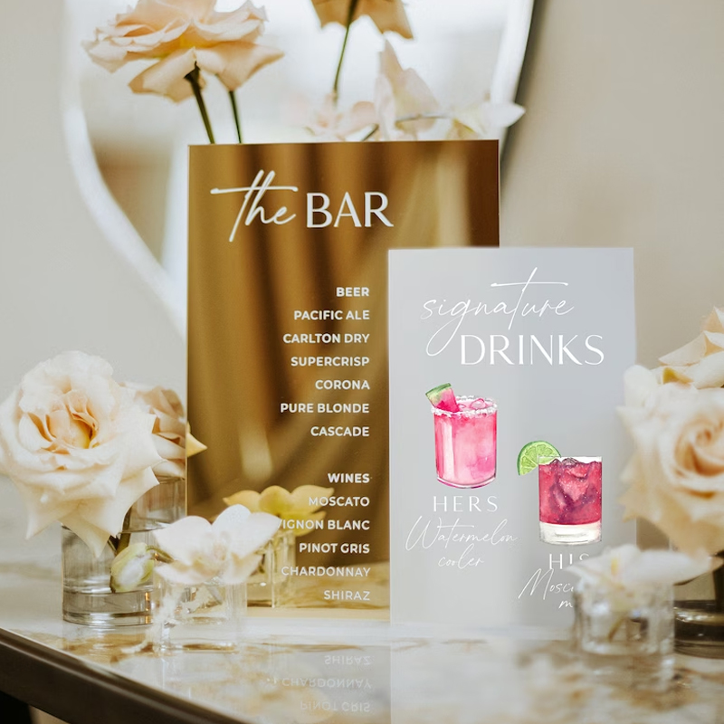 Letrero de firma para bebidas, - Table Number Gold reseña y precio